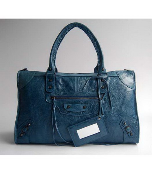 Balenciaga Le Dix motorcy Blu Grande borsa